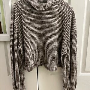 Free People Brown Cowl Neck Sweater with Chunky Knit